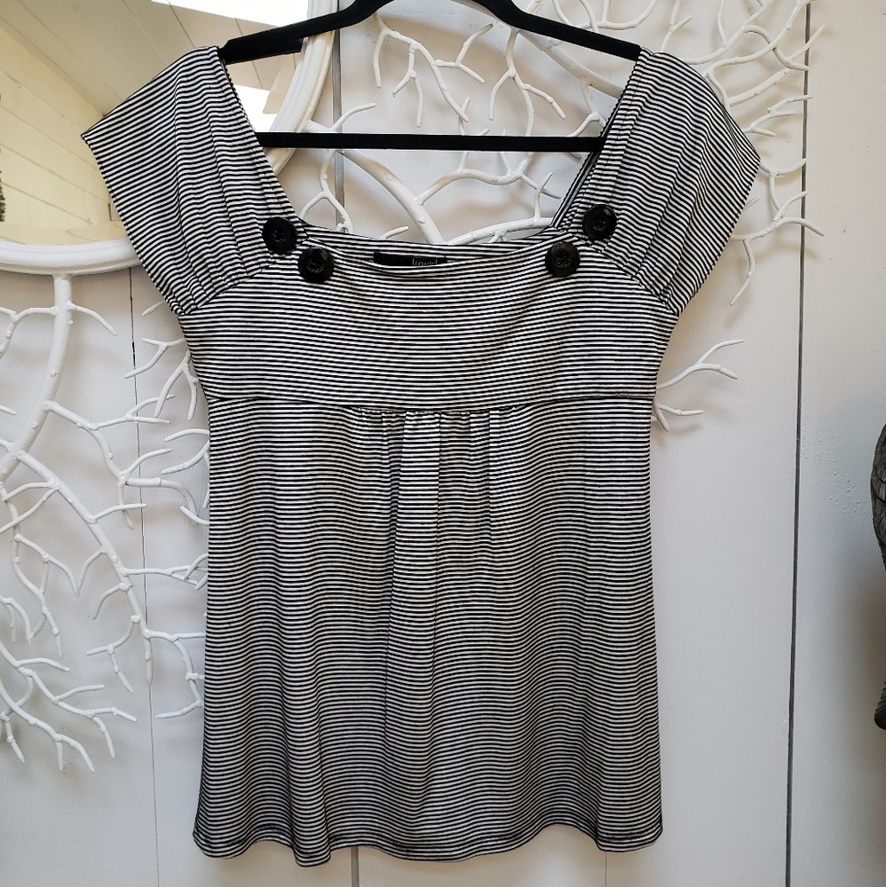 Black & White Striped Off/On Shoulder Shirt